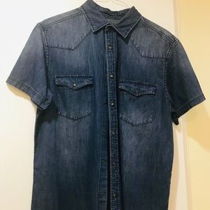 Men's Short Sleeve Denim Shirt Blue Mossimo